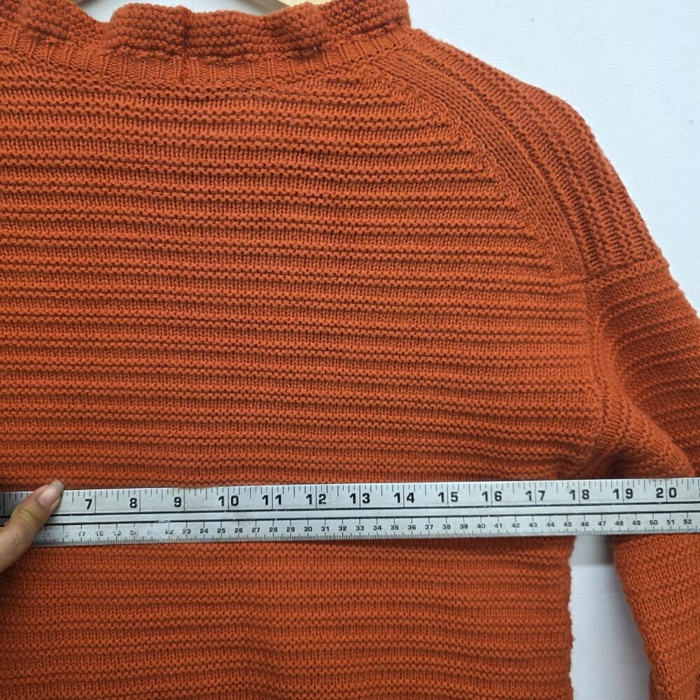 MADEWELL Ruffle-Neck Pullover Sweater Orange Cotton-Merino Yarn Size Small - Picture 10 of 11
